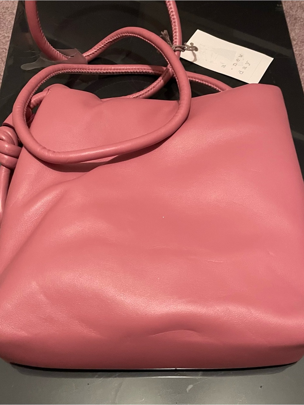 rose pink faux leather cinch crossbody purse from A New Day NWT